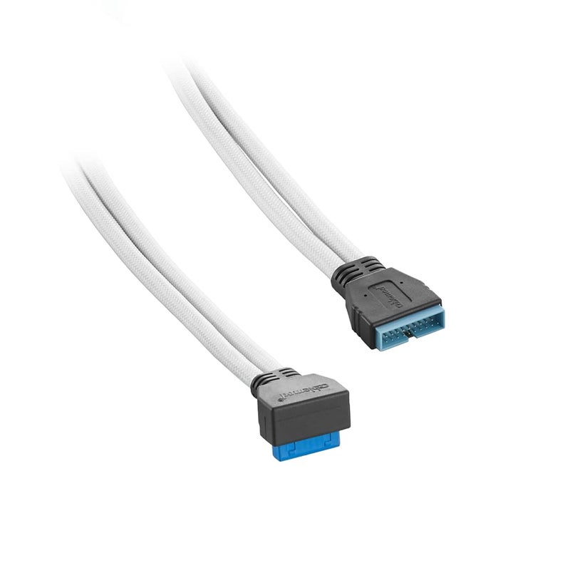 CableMod ModMesh Sleeved Right Angle Internal USB 3.0 Cable (White, 50cm) - Image 2